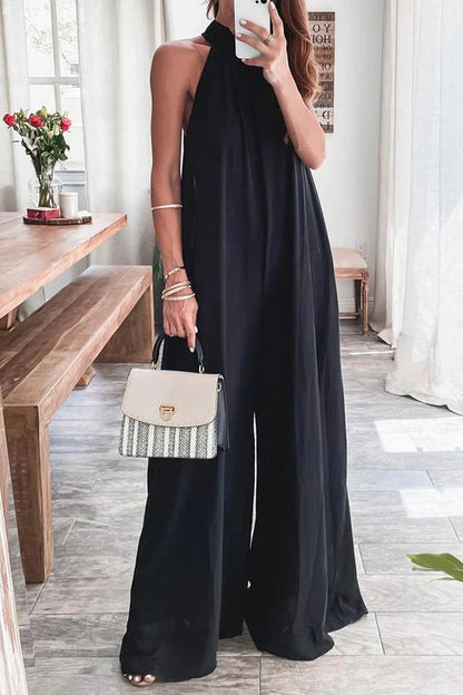 Get Obsessed Ruched Sleeveless Wide Leg Jumpsuit