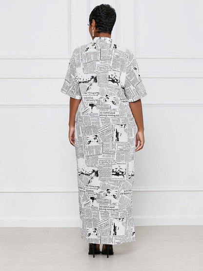 Newspaper Print Shirt Dress