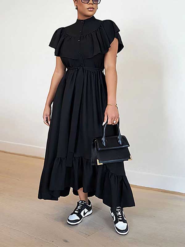 Ruffle Belt Maxi Dress