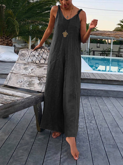 Casual Round Neck Sleeveless Jumpsuit & Romper