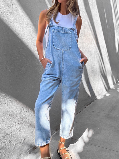 Denim Casual Plain Jumpsuit & Romper