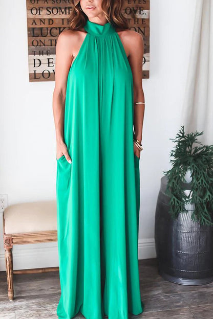 Get Obsessed Ruched Sleeveless Wide Leg Jumpsuit