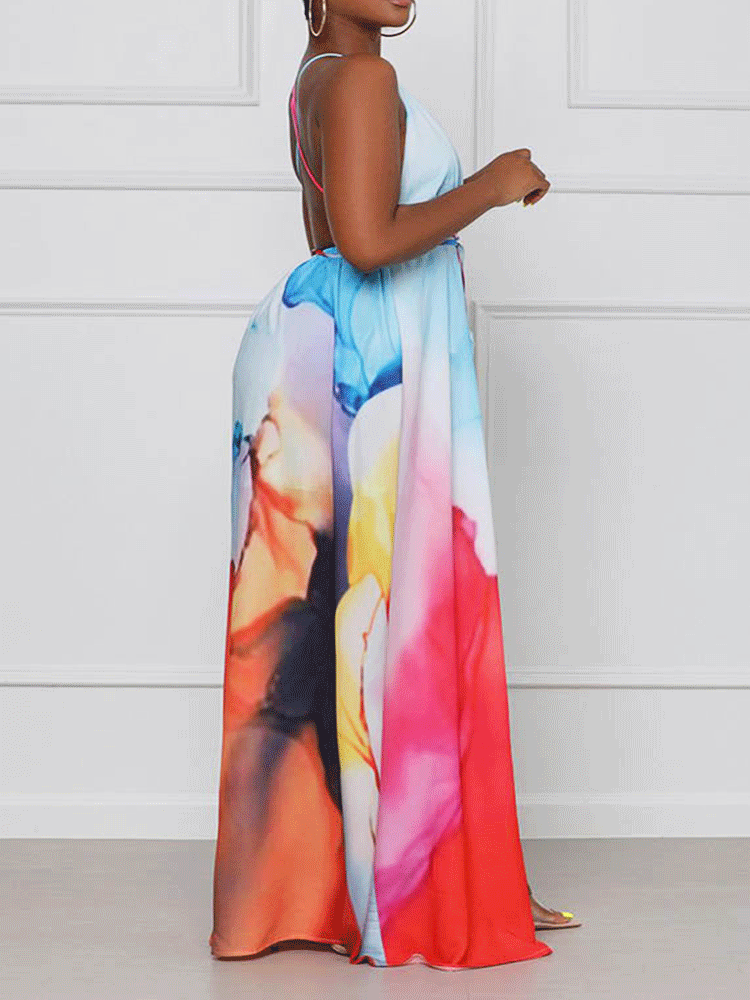 Tie Dye Slit Maxi Dress