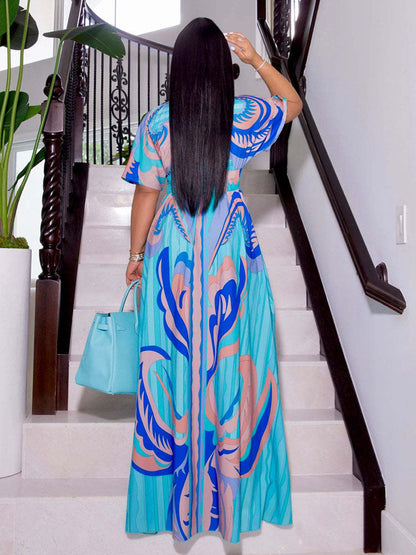 Printed V-Neck Maxi Dress