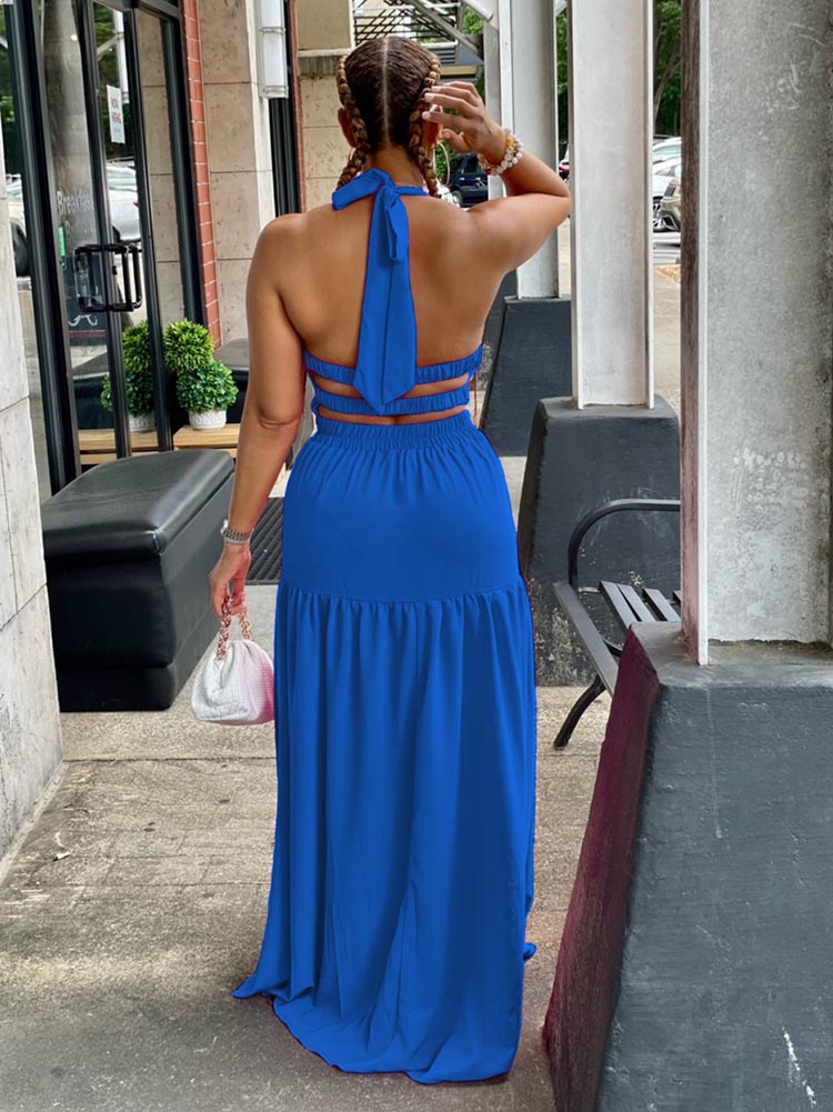 Halter Backless Maxi Dress