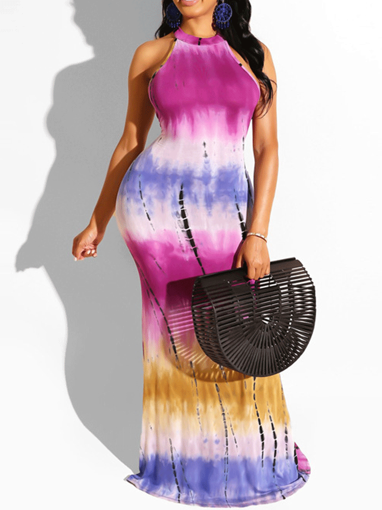 Halter Tie Dye Maxi Dress