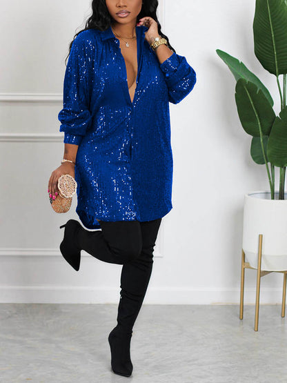 Sequin Shirt Mini Dress