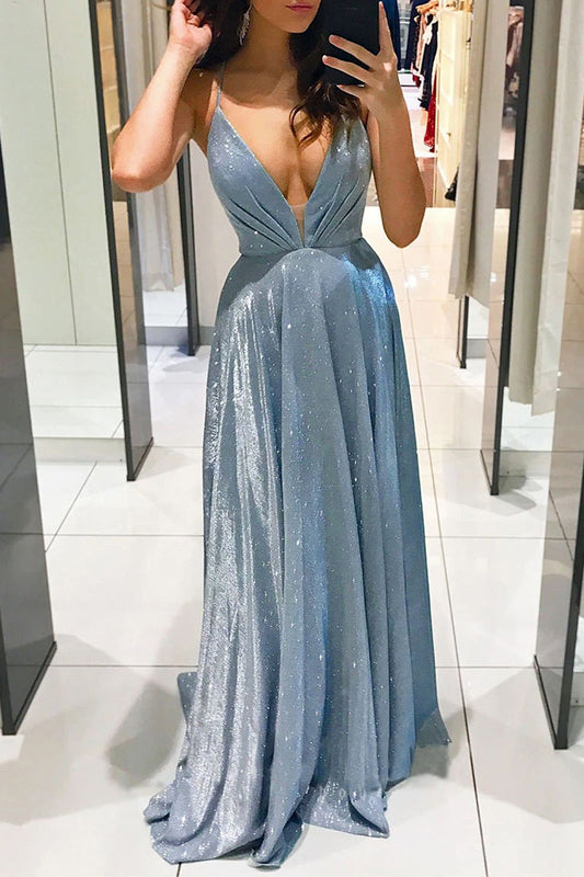 Celebrities Elegant Solid Backless V Neck Princess Dresses(3 Colors)