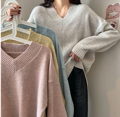 hot sale spring and autumn new fashion sexy v-neck loose top women Harajuku oversized sweater women fall sweaters for women