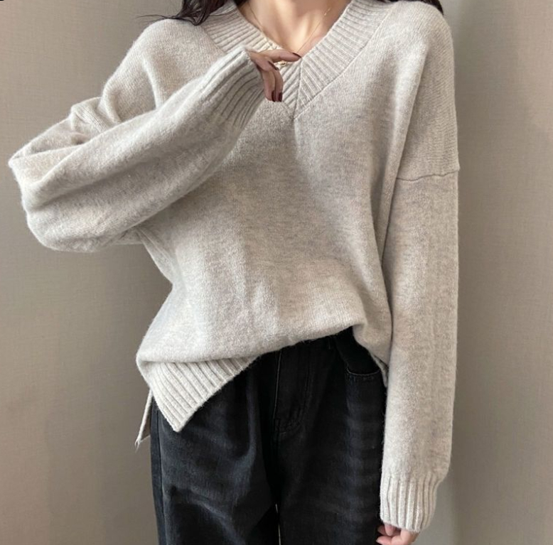 lovwvol hot sale spring and autumn new fashion sexy v-neck loose top women Harajuku oversized sweater women fall sweaters for women