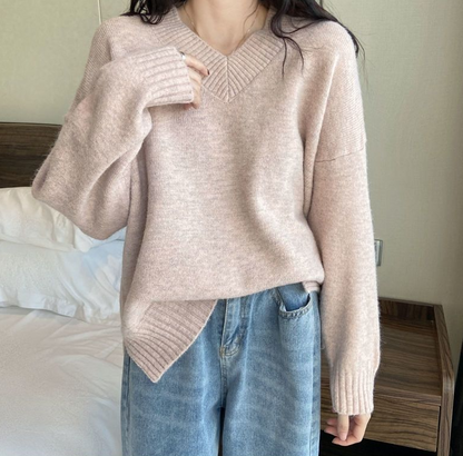 hot sale spring and autumn new fashion sexy v-neck loose top women Harajuku oversized sweater women fall sweaters for women