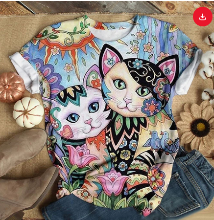 Woman Tshirts Harajuku Graphic Tee Spring Summer Streetweear Women Animal Cat Print Cute Kawaii Short Sleeve T-shirts Tops