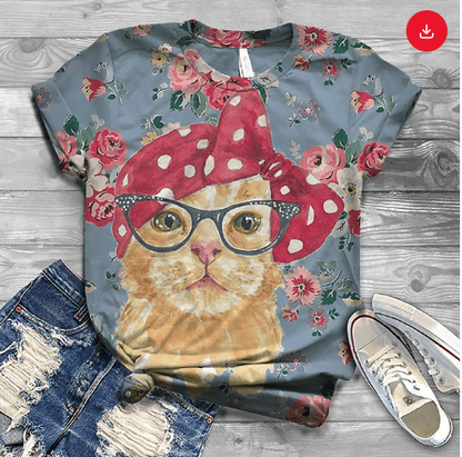 Woman Tshirts Harajuku Graphic Tee Spring Summer Streetweear Women Animal Cat Print Cute Kawaii Short Sleeve T-shirts Tops