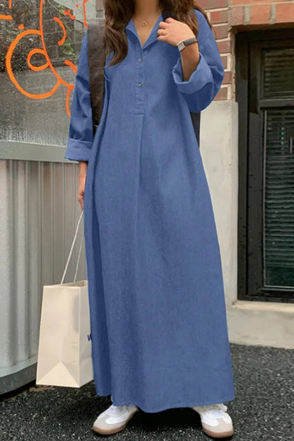 Casual Solid Pocket POLO collar Irregular Dress Dresses