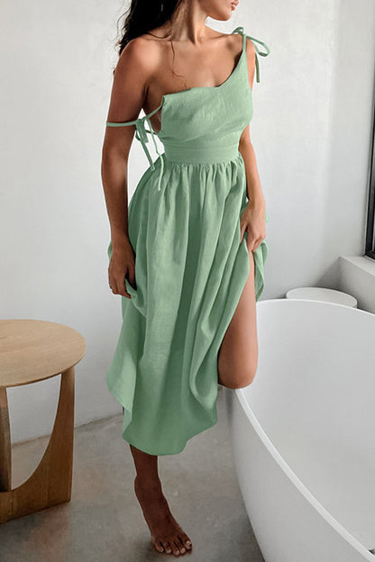 Sexy Solid Frenulum V Neck Sling Dress Dresses