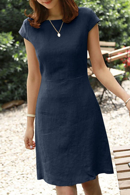 Casual Simplicity Solid O Neck Short Sleeve Dress