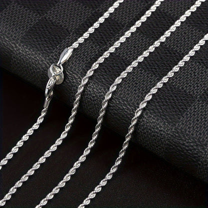 Sterling Silver Twisted Herringbone Chain Necklace - Shiny, Simple, and Chic Jewelry for Women - Everyday Fashion Accessory with Hip Hop Style and Classic Elegance