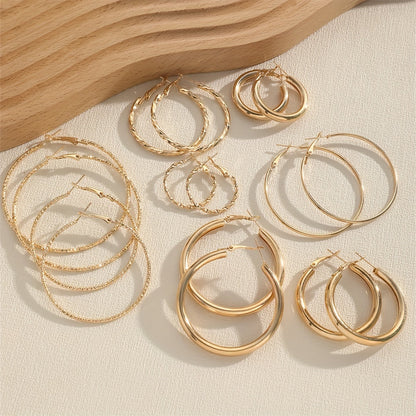 8 Pairs Elegant Hoop Earrings Set - Hypoallergenic Alloy Jewelry with Delicate Simple Style for Daily Wear, Perfect Gifts for Women and Girls