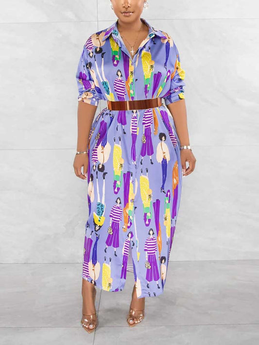 Print Shirt Maxi Dress