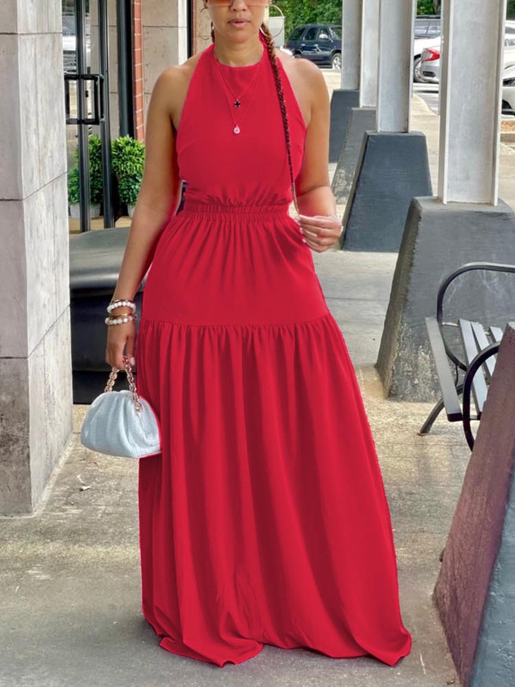 Halter Backless Maxi Dress