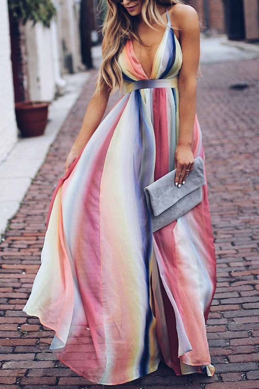 lovwvol Sling Bohemian Print Maxi Dress