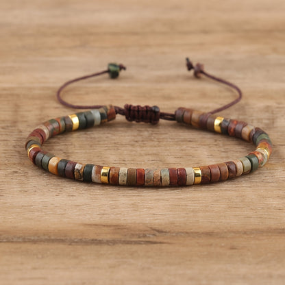 Boho-Chic Natural Stone Beaded Bracelet – Adjustable, Perfect for August Birthdays & Valentine's