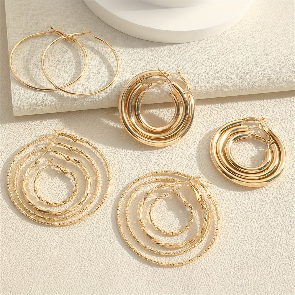 8 Pairs Elegant Hoop Earrings Set - Hypoallergenic Alloy Jewelry with Delicate Simple Style for Daily Wear, Perfect Gifts for Women and Girls