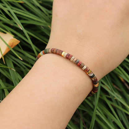 Boho-Chic Natural Stone Beaded Bracelet – Adjustable, Perfect for August Birthdays & Valentine's