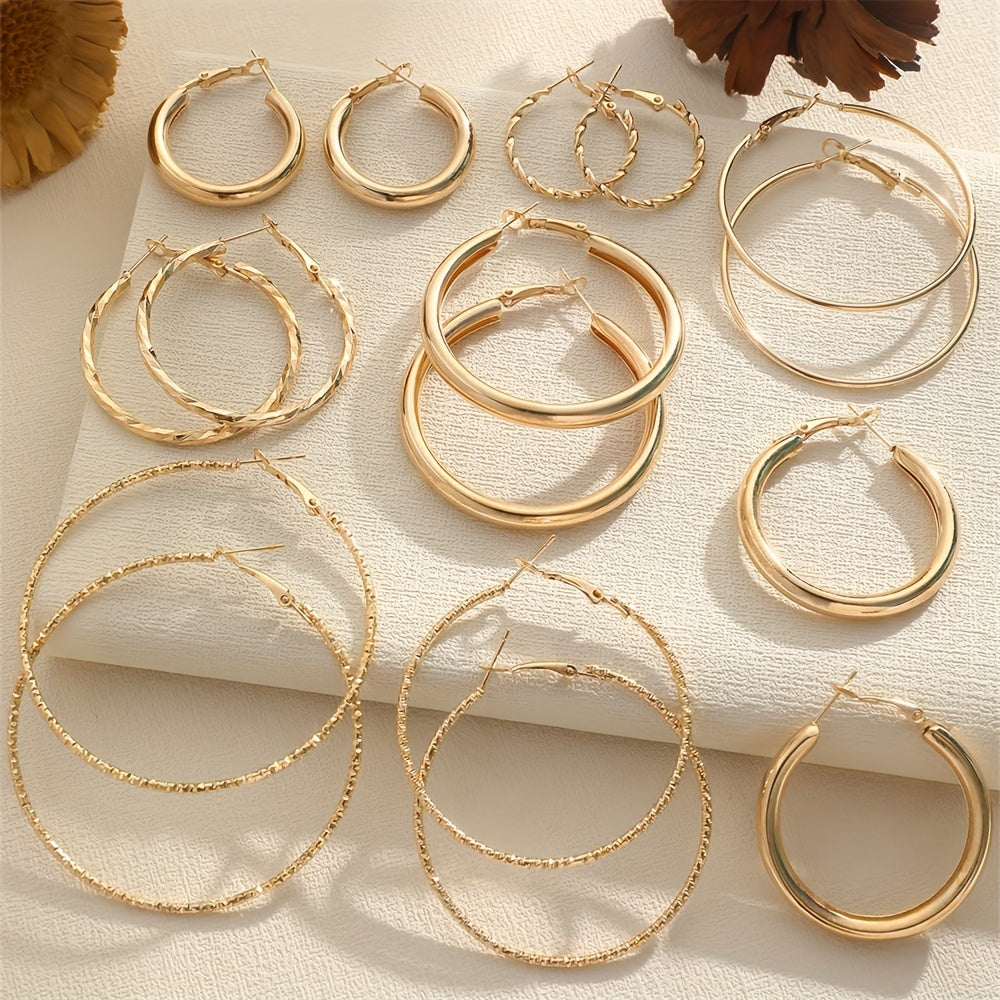 8 Pairs Elegant Hoop Earrings Set - Hypoallergenic Alloy Jewelry with Delicate Simple Style for Daily Wear, Perfect Gifts for Women and Girls