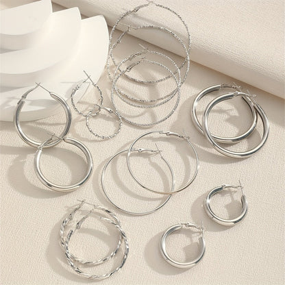 8 Pairs Elegant Hoop Earrings Set - Hypoallergenic Alloy Jewelry with Delicate Simple Style for Daily Wear, Perfect Gifts for Women and Girls