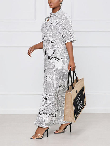 Newspaper Print Shirt Dress