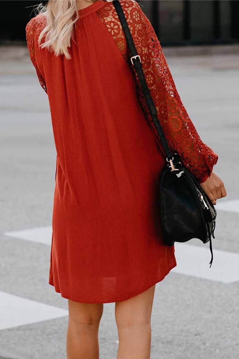 lovwvol V-Neck Lace Mini Dress