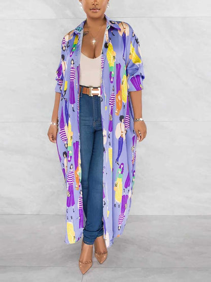 Print Shirt Maxi Dress