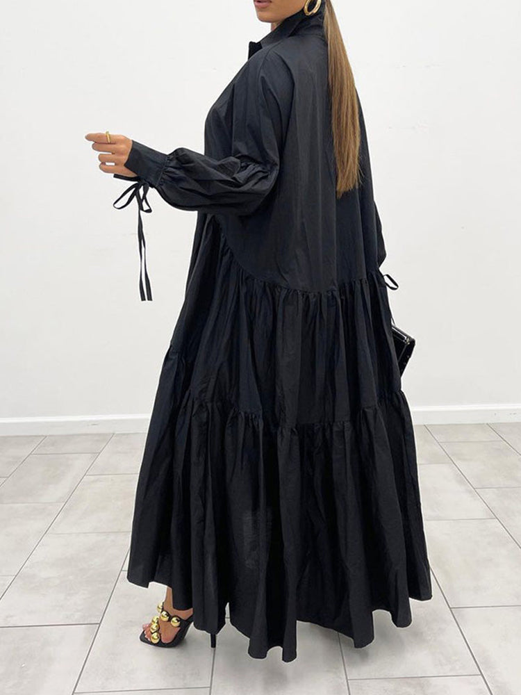 Loose Solid Long Shirt Dress