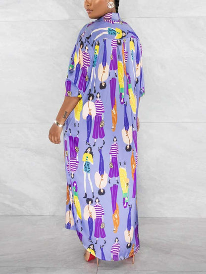 Print Shirt Maxi Dress