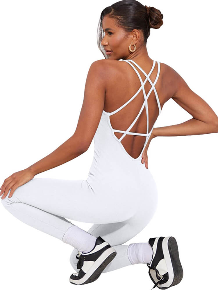 Sleeveless Crisscross Back Bodycon Jumpsuits