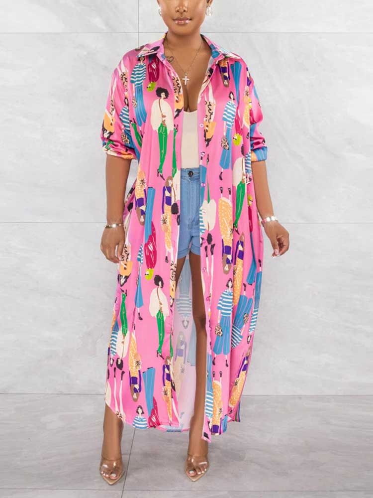 Print Shirt Maxi Dress