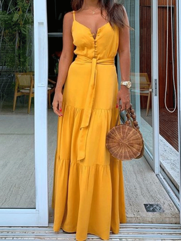 Spaghetti Strap Cake Maxi Dress