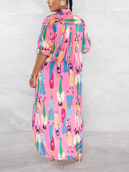 Print Shirt Maxi Dress