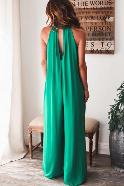 Get Obsessed Ruched Sleeveless Wide Leg Jumpsuit