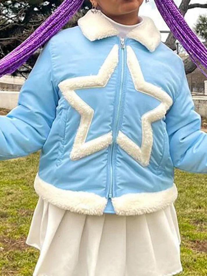 Plush Star Trim Design Jacket