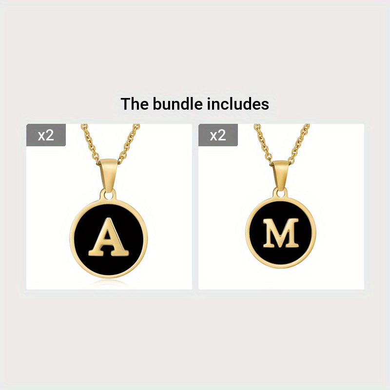 1pc 18K Gold-Plated Round Initial Pendant Necklace, Titanium Steel, Oil Drop Design, 26 Letters Charm Jewelry, Simple Hip Hop Style For Women