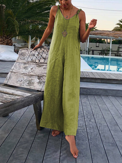 Casual Round Neck Sleeveless Jumpsuit & Romper