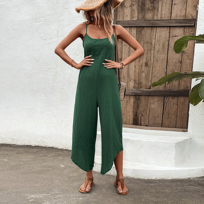 Casual Round Neck Sleeveless Jumpsuit & Romper