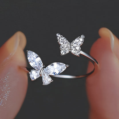 1pc/ 2pcs Coquette Style Ring Inlaid Shining Rhinestone Heart/ Bow Knot/ Butterfly Pick A Style U Prefer Match Daily Outfits Party Accessory