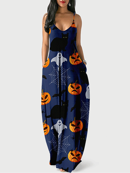 Pumpkin Spaghetti Strap Maxi Dress