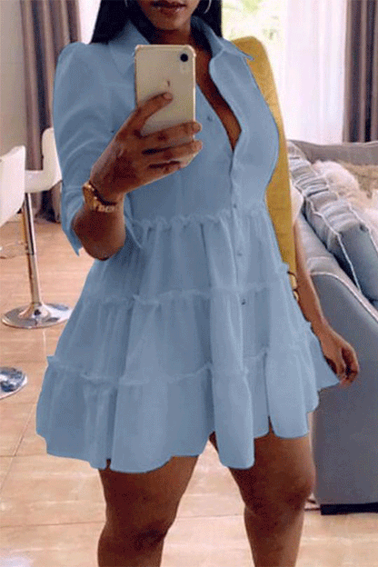 Solid Color Sweet Stringy Selvedge Mini Dress