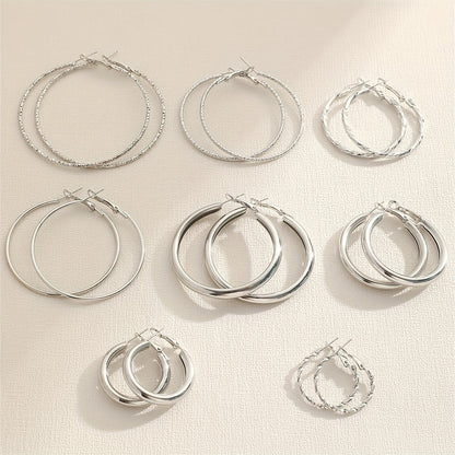 8 Pairs Elegant Hoop Earrings Set - Hypoallergenic Alloy Jewelry with Delicate Simple Style for Daily Wear, Perfect Gifts for Women and Girls