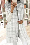 lovwvol - White Casual Solid Patchwork Cardigan Hooded Collar Outerwear