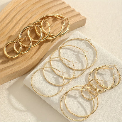 8 Pairs Elegant Hoop Earrings Set - Hypoallergenic Alloy Jewelry with Delicate Simple Style for Daily Wear, Perfect Gifts for Women and Girls